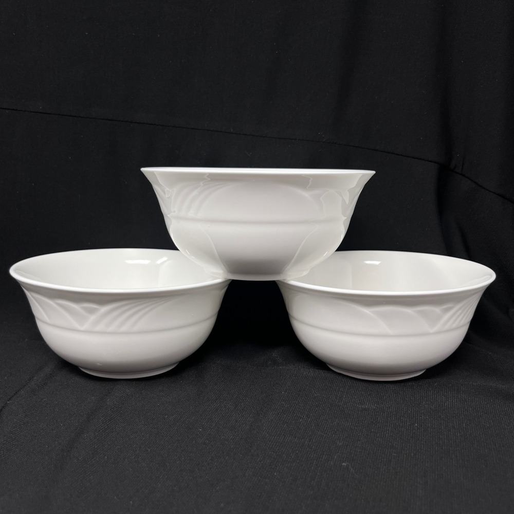 Lenox Snowdrift All White Embossed Dessert Bowl 4 7/8" Set 3 Replacement